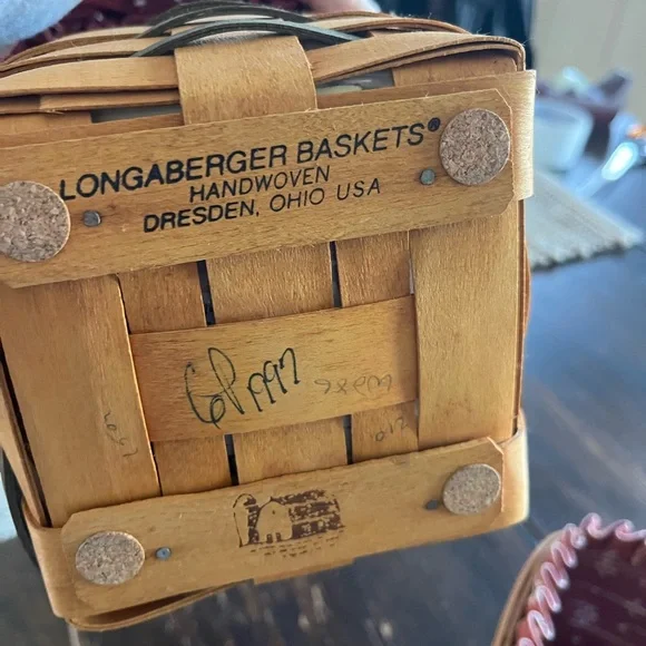 Longaberger Brown Basket Set with Burgundy Liners - Picture 7 of 7